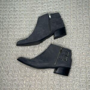 Apri Lariet Grey Suede Moto Ankle Bootie